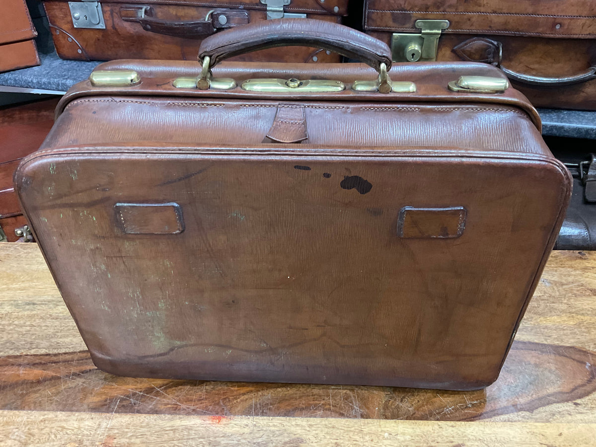 1800's Victorian Leather Antique Portmanteau Luggage 