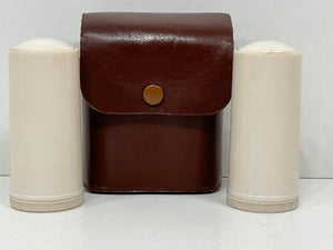 vintage campaign Travel salt and pepper shaker set in leather case