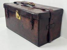 Load image into Gallery viewer, Rare bespoke LARGE antique solid English leather cartridge case c.1880
