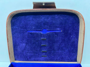 SUPERB PATINA vintage leather traveling jewellery jewelry  trinket TIE PIN box