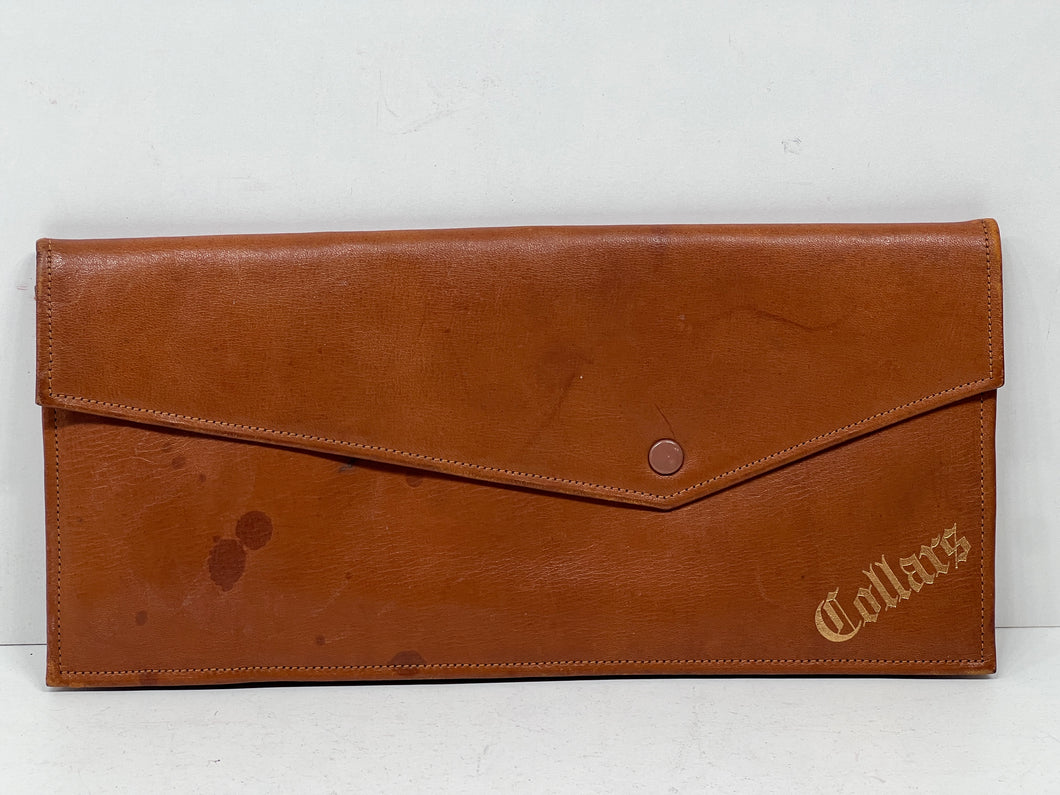 Superb vintage honey tan leather travelling collars wallet