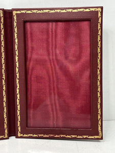 Exquisite vintage burgundy leather photo picture frame by Harrods