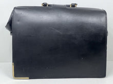 Load image into Gallery viewer, Charming vintage  black leather Gladstone style briefcase +KEY
