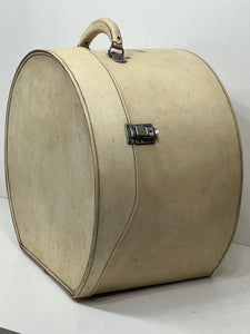 Stunning vintage vellum leather travelling hat box cruising case by THE TRINITY