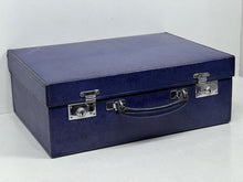 Load image into Gallery viewer, Elegant vintage indigo blue leather overnight suitcase by Mappin &amp; Webb Ltd+KEY
