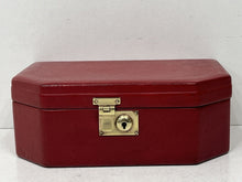 Load image into Gallery viewer, Fabulous vintage vibrant red leather jewellery box unusual shape
