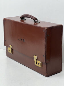 Unique vintage  leather document laptop briefcase by DEES  London+ KEY