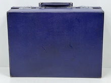 Load image into Gallery viewer, Elegant vintage indigo blue leather overnight suitcase by Mappin &amp; Webb Ltd+KEY
