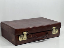 Load image into Gallery viewer, Superb antique  leather suitcase large briefcase by John Pound &amp;CO
