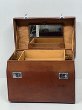 Load image into Gallery viewer, Stunning vintage top grain leather vanity train overnight case+ original tray
