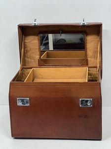 Stunning vintage top grain leather vanity train overnight case+ original tray