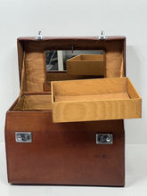 Load image into Gallery viewer, Stunning vintage top grain leather vanity train overnight case+ original tray
