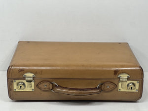 Stunning Art Deco vintage honey tan leather briefcase  small suitcase