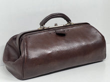 Load image into Gallery viewer, Superb antique Edwardian  chocolate brown leather Gladstone kit bag
