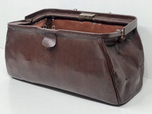 Load image into Gallery viewer, Superb antique Edwardian  chocolate brown leather Gladstone kit bag
