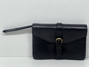 Elegant vintage black leather document and money bag wallet by BALLY