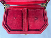 Load image into Gallery viewer, Fabulous vintage vibrant red leather jewellery box unusual shape
