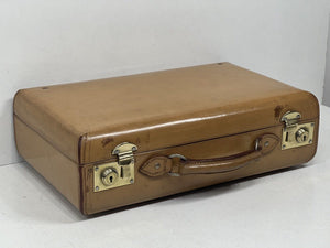 Stunning Art Deco vintage honey tan leather briefcase  small suitcase