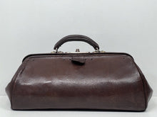 Load image into Gallery viewer, Superb antique Edwardian  chocolate brown leather Gladstone kit bag
