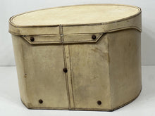 Load image into Gallery viewer, Stunning vintage vellum leather travelling hat box cruising case by THE TRINITY
