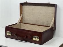 Load image into Gallery viewer, Superb antique  leather suitcase large briefcase by John Pound &amp;CO
