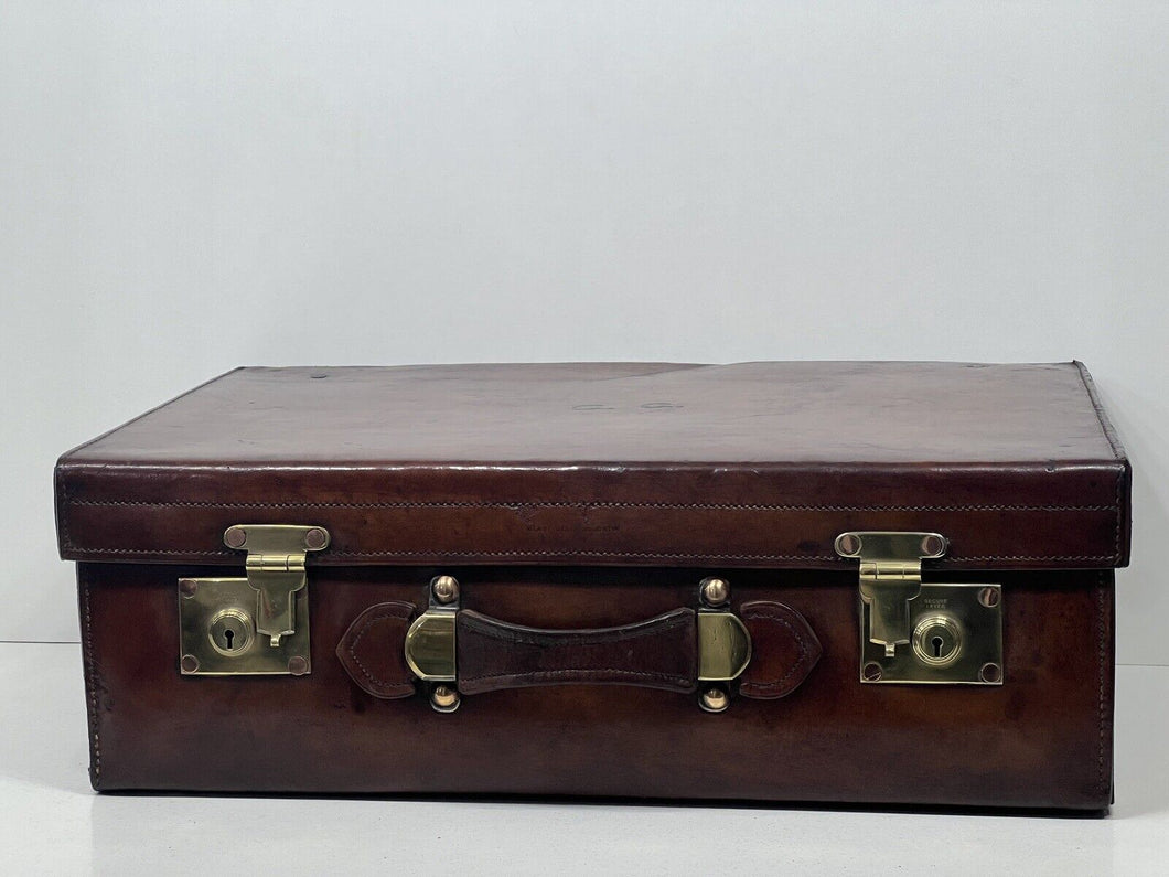 Antique solid leather motoring car suitcase by S. Last New Bond Street