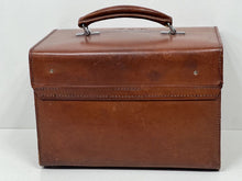 Load image into Gallery viewer, Stunning vintage top grain leather vanity train overnight case+ original tray
