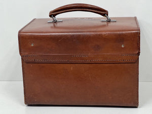 Stunning vintage top grain leather vanity train overnight case+ original tray