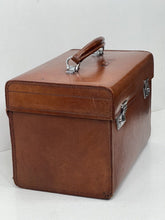 Load image into Gallery viewer, Stunning vintage top grain leather vanity train overnight case+ original tray
