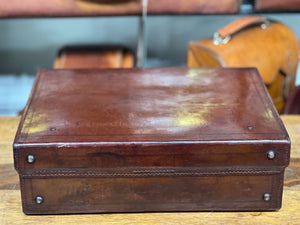 Vintage leather beautifully patinated hand tooled solid leather briefcase