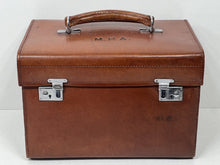 Load image into Gallery viewer, Stunning vintage top grain leather vanity train overnight case+ original tray
