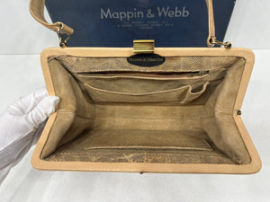 Exquisite vintage cream beige lizard skin leather handbag by Mappin &Webb