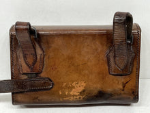 Load image into Gallery viewer, Vintage  leather cased hunting shooting fishing sandwich tin
