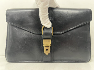 Elegant vintage black leather document and money bag wallet by BALLY