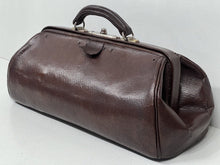 Load image into Gallery viewer, Superb antique Edwardian  chocolate brown leather Gladstone kit bag
