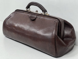 Superb antique Edwardian  chocolate brown leather Gladstone kit bag