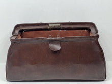 Load image into Gallery viewer, Superb antique Edwardian  chocolate brown leather Gladstone kit bag
