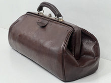 Load image into Gallery viewer, Superb antique Edwardian  chocolate brown leather Gladstone kit bag
