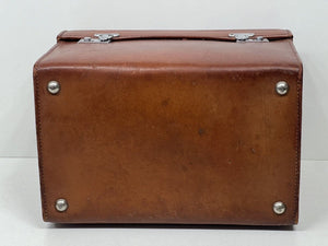 Stunning vintage top grain leather vanity train overnight case+ original tray