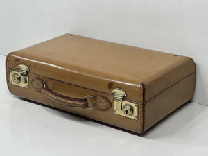 Stunning Art Deco vintage honey tan leather briefcase  small suitcase