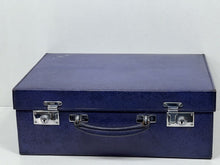 Load image into Gallery viewer, Elegant vintage indigo blue leather overnight suitcase by Mappin &amp; Webb Ltd+KEY
