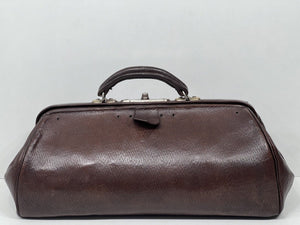 Superb antique Edwardian  chocolate brown leather Gladstone kit bag