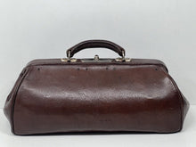 Load image into Gallery viewer, Superb antique Edwardian  chocolate brown leather Gladstone kit bag
