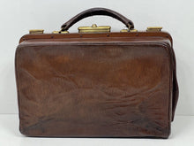 Load image into Gallery viewer, Charming antique Edwardian brown solid leather Gladstone doctor&#39;s bag
