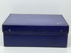 Elegant vintage indigo blue leather overnight suitcase by Mappin & Webb Ltd+KEY