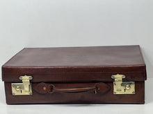 Load image into Gallery viewer, Superb antique  leather suitcase large briefcase by John Pound &amp;CO
