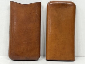 Charming vintage Art Deco  honey tan leather cigar case