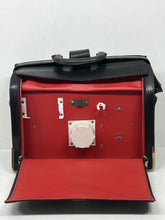 Load image into Gallery viewer, Charming vintage  black leather Gladstone style briefcase +KEY
