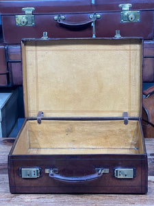 Vintage leather beautifully patinated hand tooled solid leather briefcase