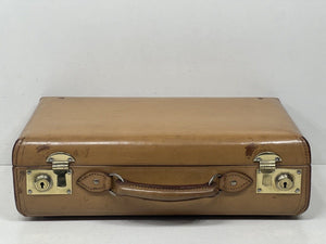 Stunning Art Deco vintage honey tan leather briefcase  small suitcase